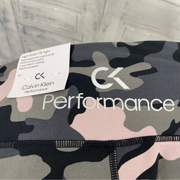 Calvin Klein Performance Leggings Size XS Camouflage Green High Waisted Tight - Picture 5 of 9